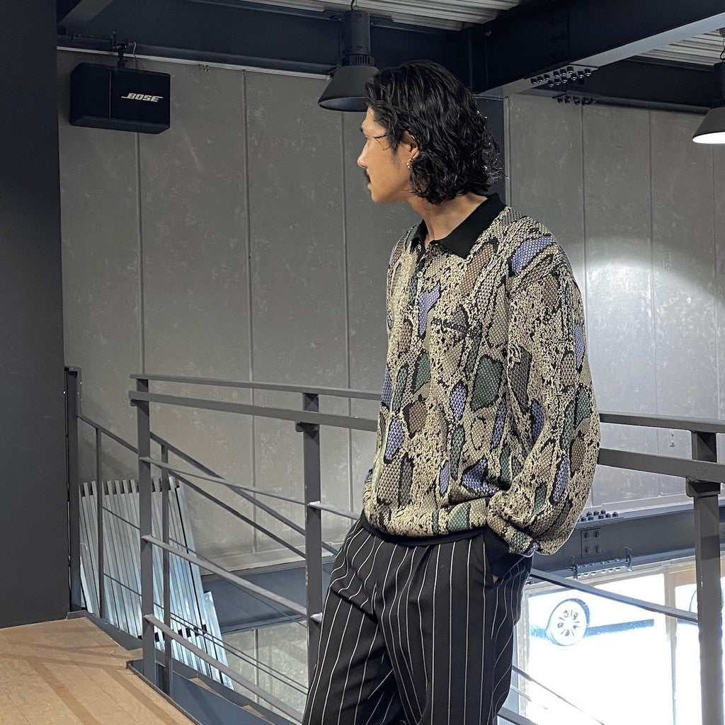 PYTHON KNIT POLO SHIRT #BEIGE [24FW-WMK-KN14]