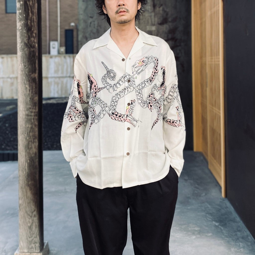 夏威夷長袖襯衫（4 型）#白色 [25FW-WMS-HI04]