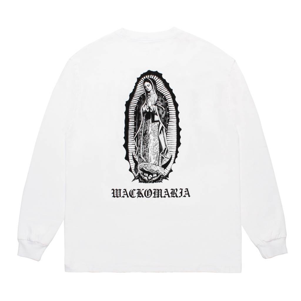 WASHED HEAVY WEIGHT CREW NECK LONG SLEEVE T-SHIRT ( TYPE-1 ) #WHITE/BLACK [26SSE-WMT-LT04]