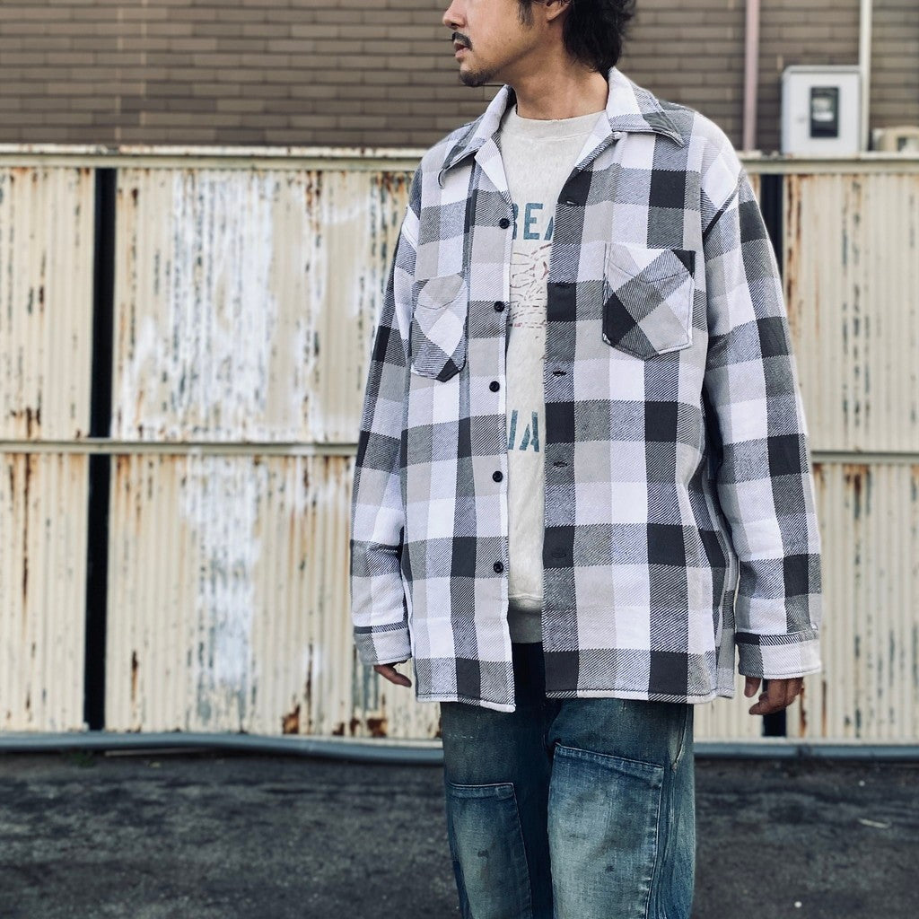 格紋法蘭絨襯衫 #灰×白 [BW252-CFS]