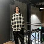 OMBRE CHECK OPEN COLLAR SHIRT L/S ( TYPE-1 ) #GRAY [24FW-WMS-OC01]