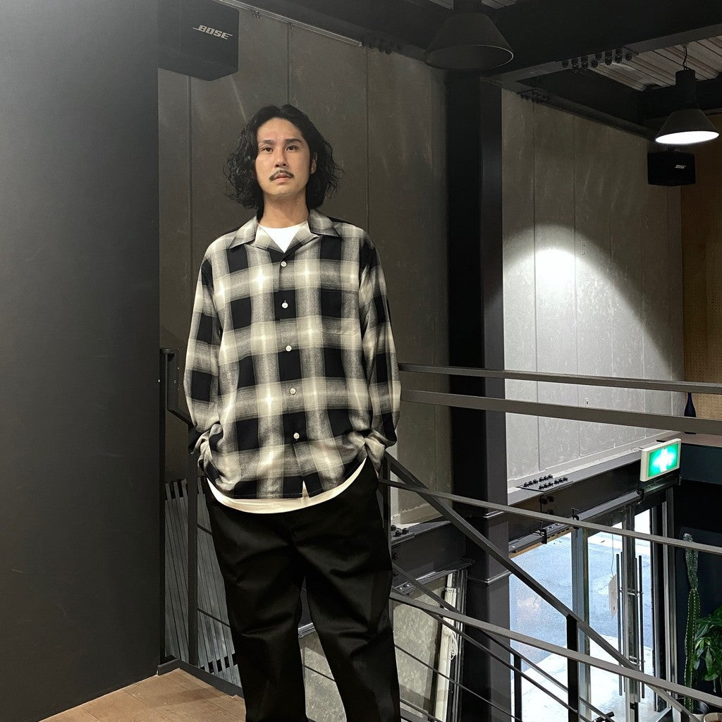 OMBRE CHECK OPEN COLLAR SHIRT L/S ( TYPE-1 ) #GRAY [24FW-WMS-OC01]