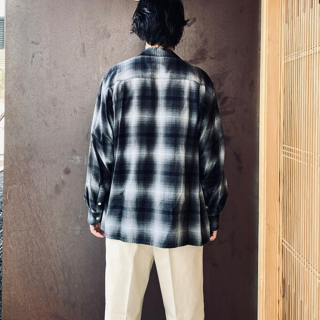 OMBRE CHECK OPEN COLLAR SHIRT L/S ( TYPE-1 ) #GRAY [26FWE-WMS-OC01]