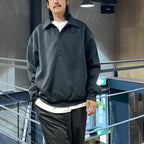 TECH SWEAT SNAP PULLOVER #CHARCOAL [BE-53024W]