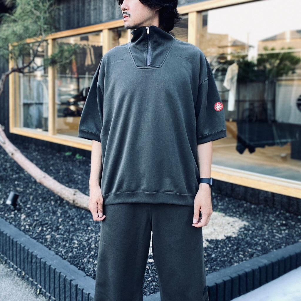 PE JERSEY SHORT SLEEVE HALF ZIP #CHARCOAL [CES29CS21]