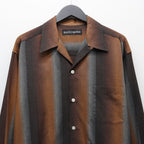 STRIPED OPEN COLLAR SHIRT L/S #BROWN [25FW-WMS-OC07]