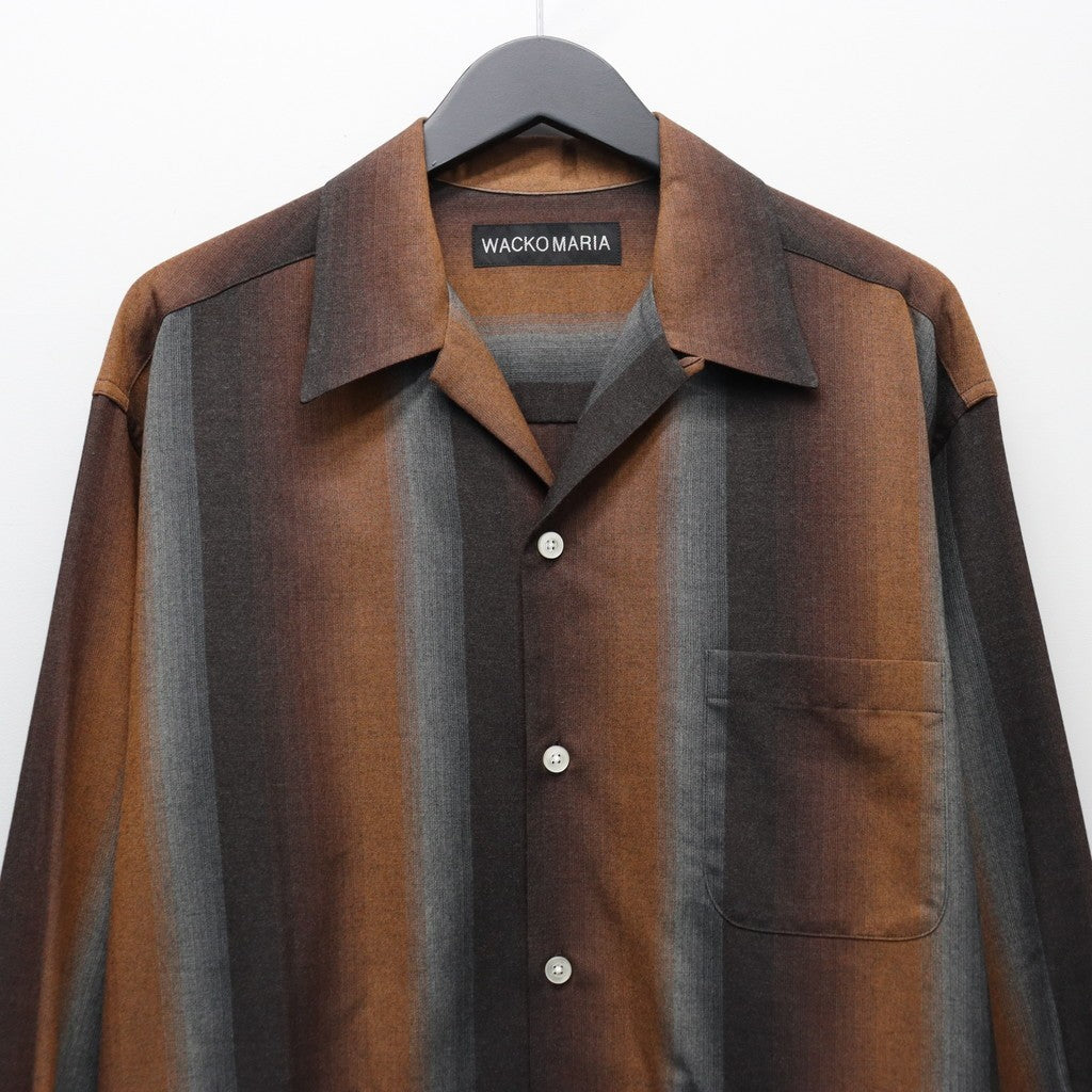 STRIPED OPEN COLLAR SHIRT L/S #BROWN [25FW-WMS-OC07]