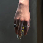 Signet Ring with Steel Gray Flower #SILVER [XOR117]
