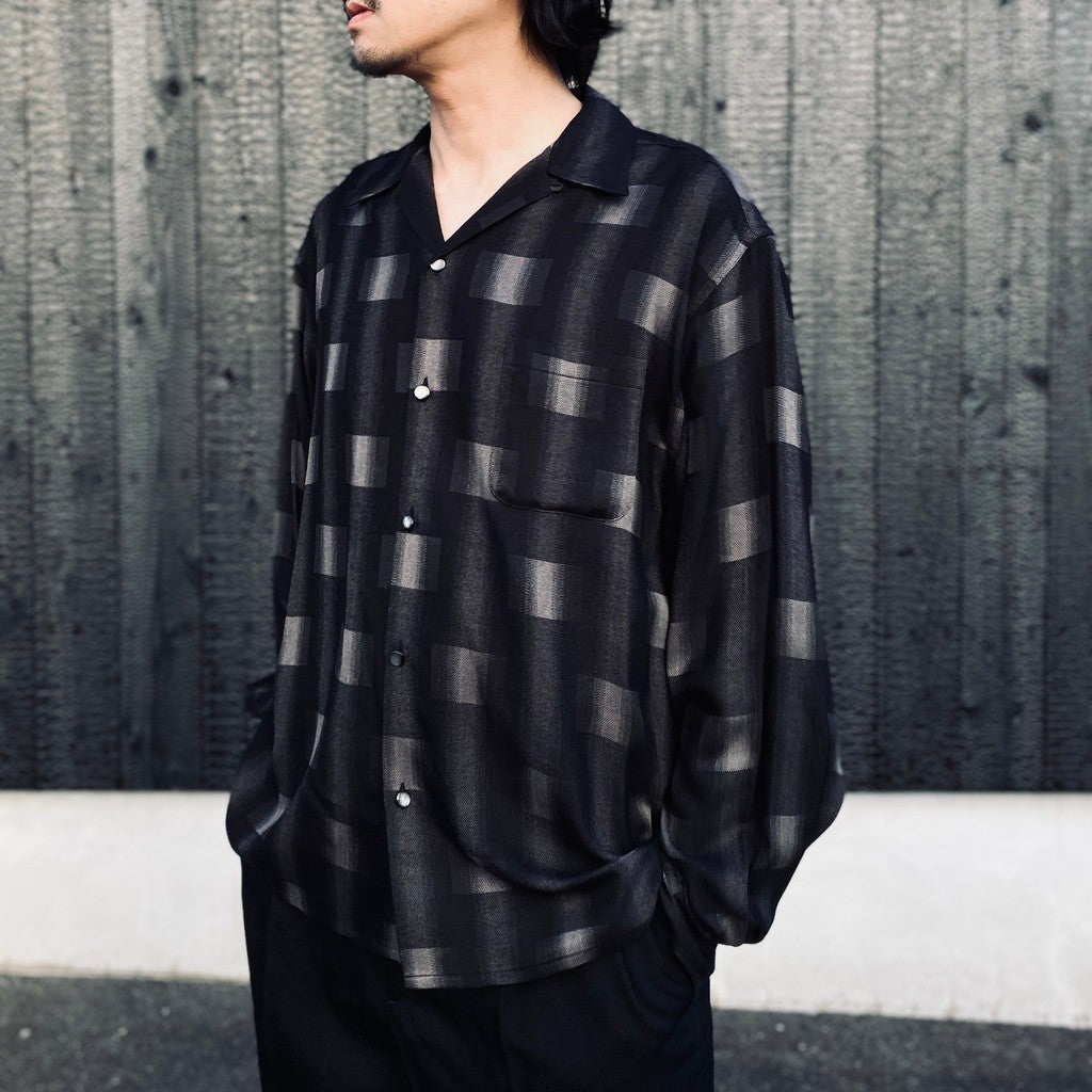 OMBRE CHECK OPEN COLLAR SHIRT L/S ( TYPE-2 ) #GRAY [26FW-WMS-OC02]