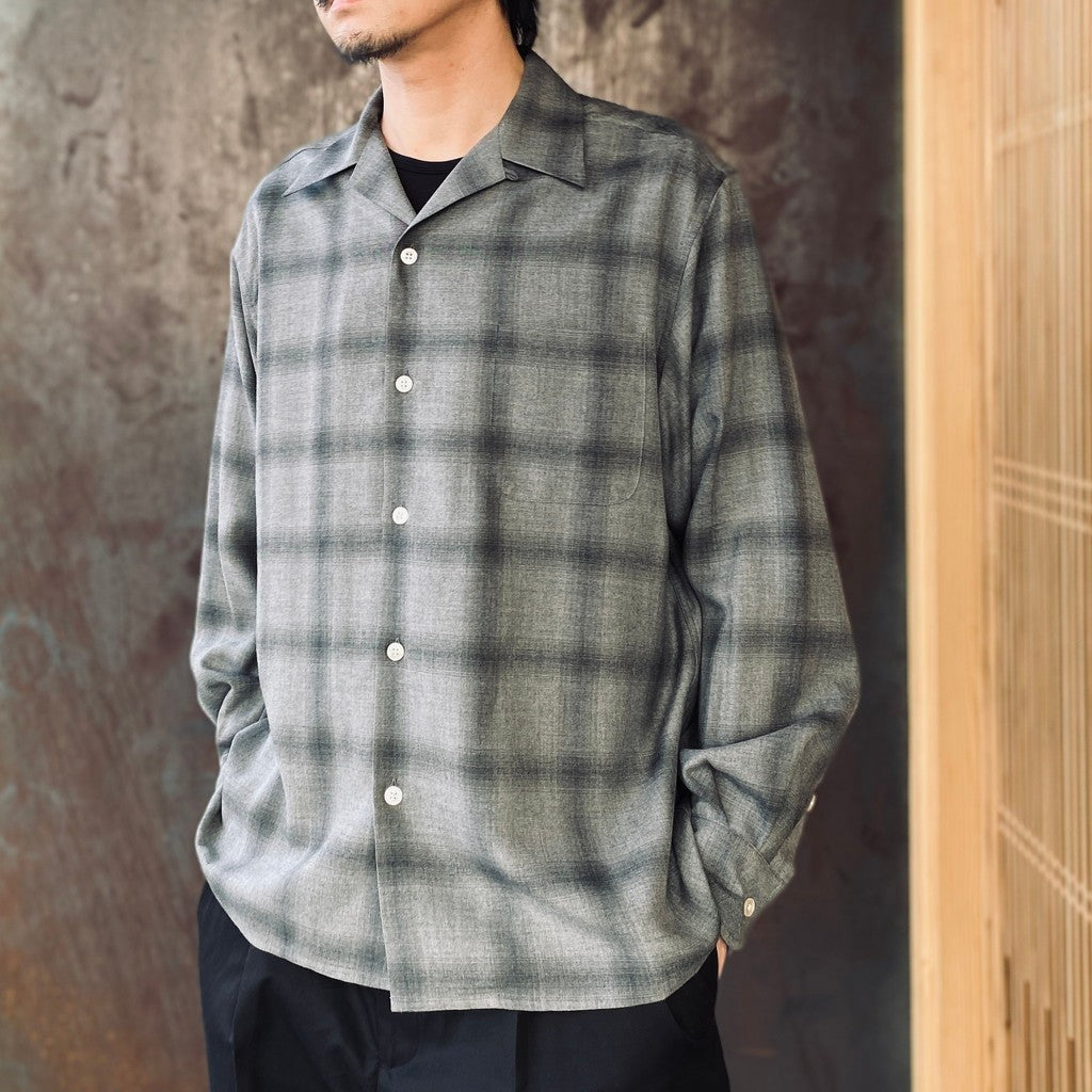 OMBRE CHECK OPEN COLLAR SHIRT L/S #GRAY [26SSE-WMS-OC03]