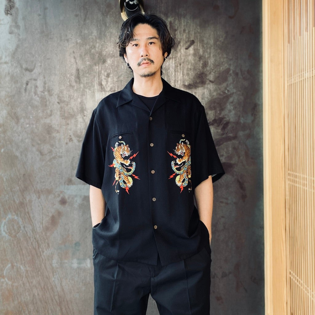 TIM LEHI | HAWAIIAN SHIRT S/S ( TYPE-1 ) #BLACK [26SSE-WMS-HI01