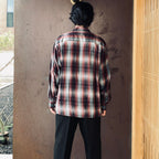 OMBRE CHECK OPEN COLLAR SHIRT L/S ( TYPE-1 ) #RED [26FWE-WMS-OC01]