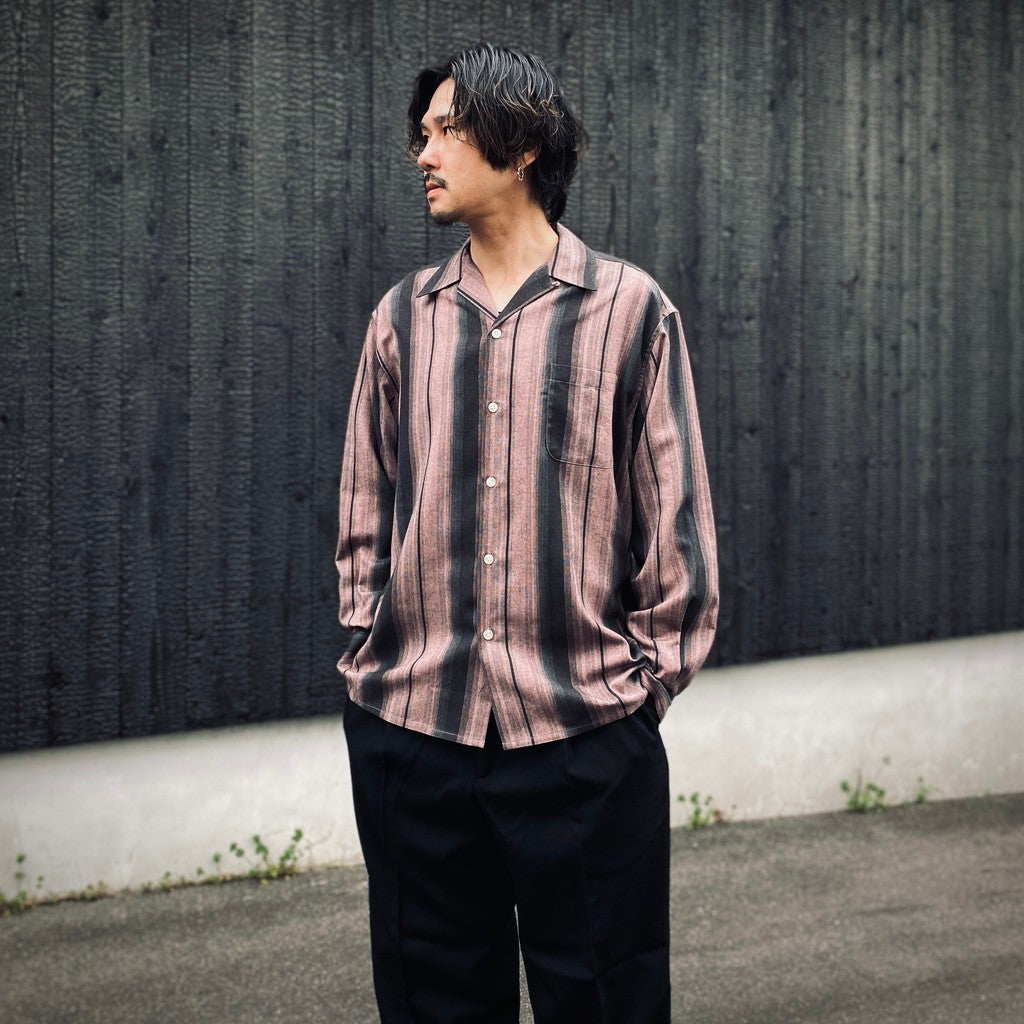OMBRE STRIPED OPEN COLLAR SHIRT L/S #PINK [26SS-WMS-OC13