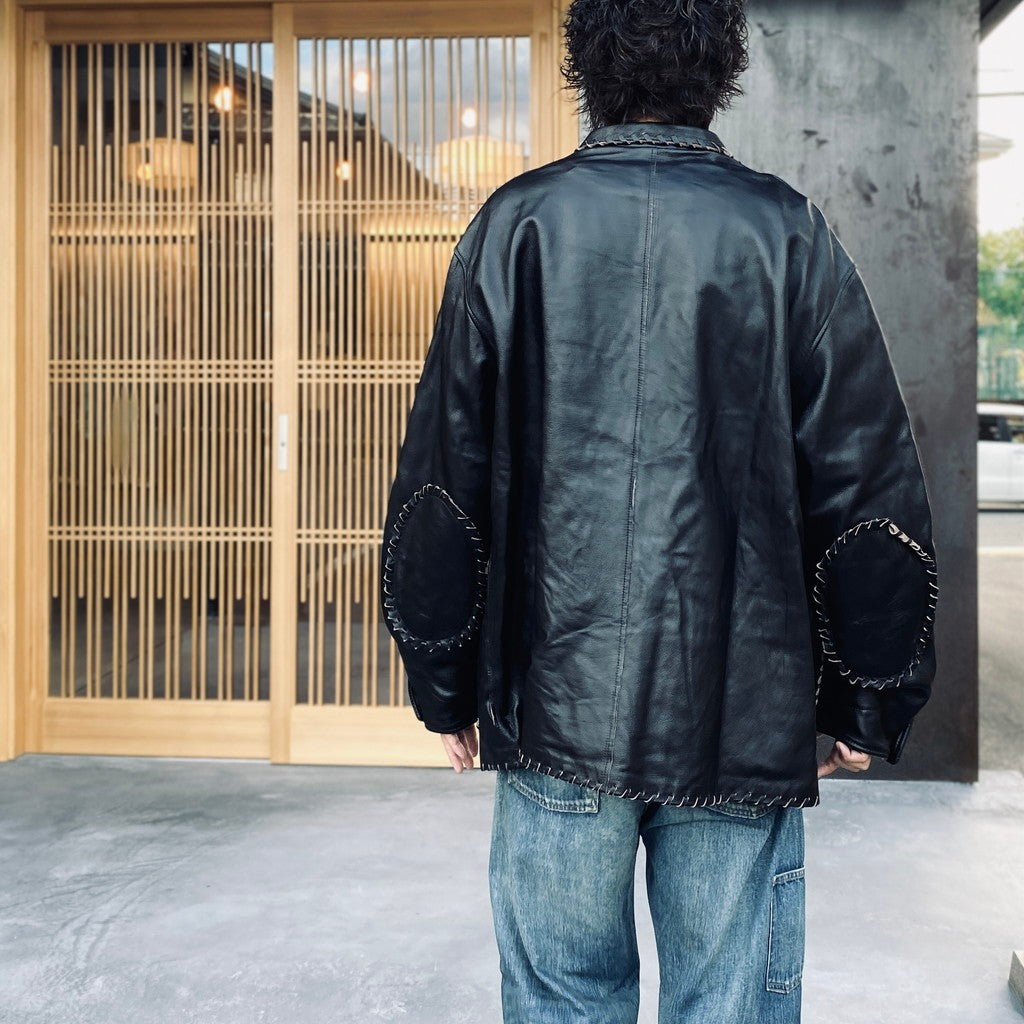 編織皮革連身工作服 #黑色 [BW252-BLC]