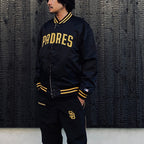 MLB | SD | REVERSIBLE VARSITY JACKET ( TYPE-3 ) #BLACK-BEIGE [MLB-WM-BL03]