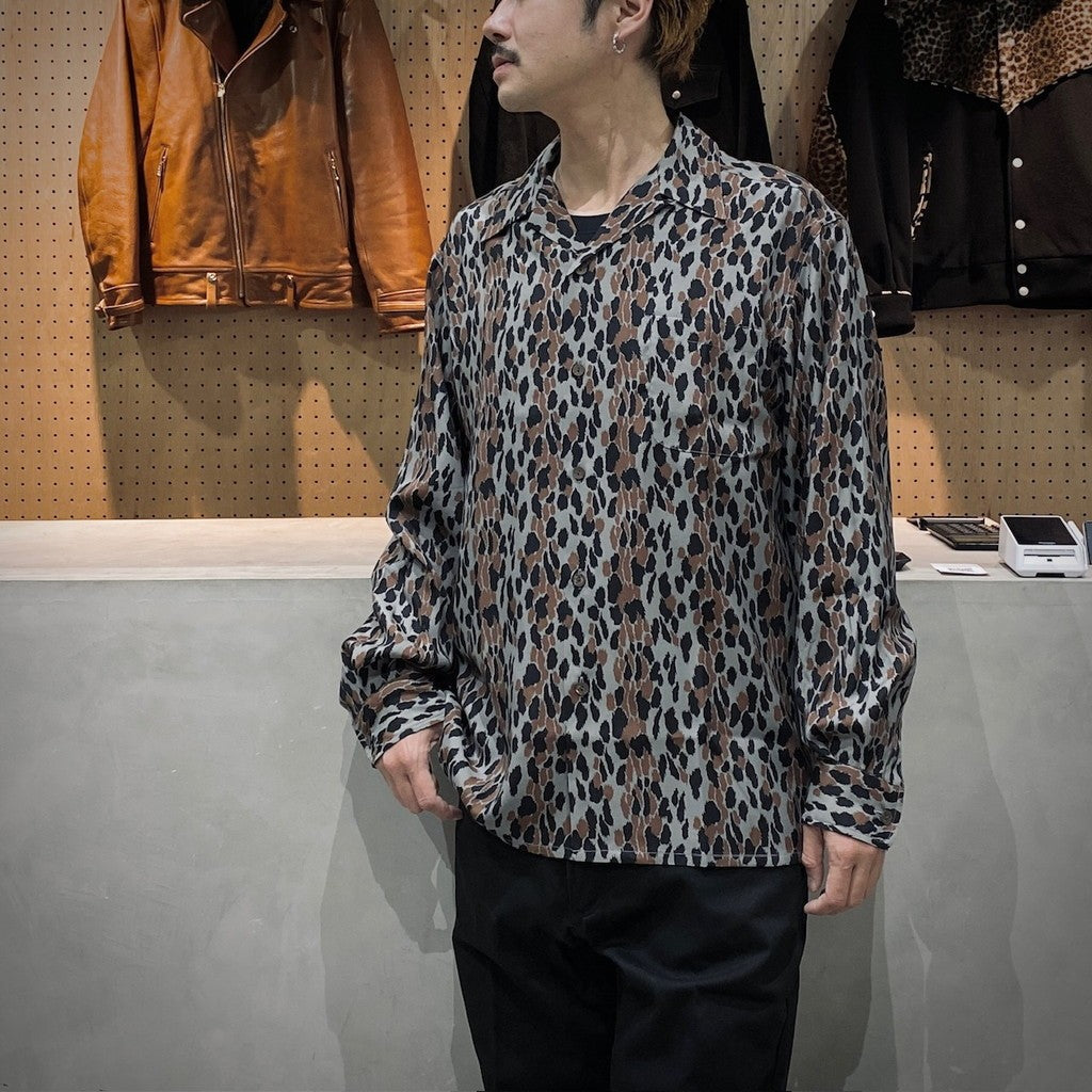 LEOPARD HAWAIIAN SHIRT L/S #GRAY [25SSE-WMS-HI02]