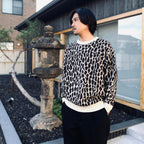 LEOPARD MOHAIR JACQUARD CREW NECK SWEATER #WHITE [26FW-WMK-KN16]