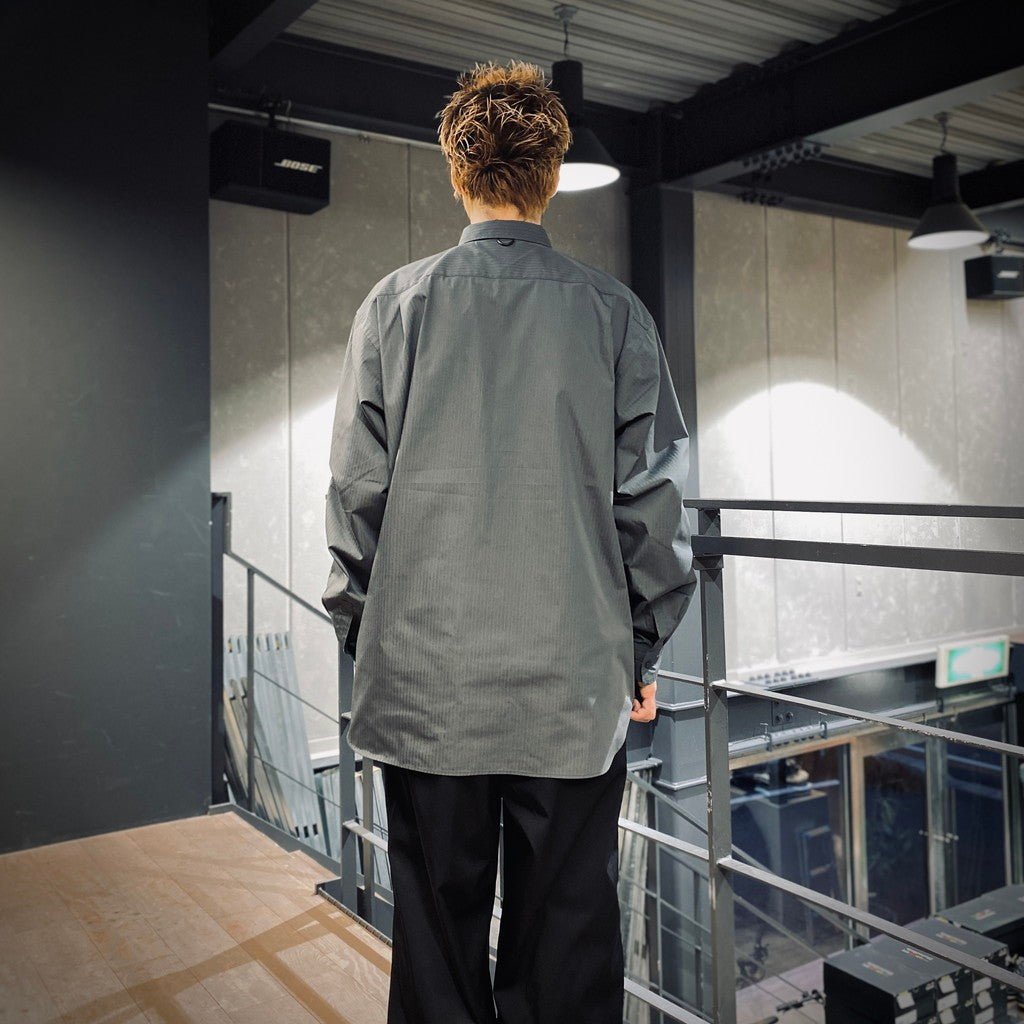 TECH REGULAR STRIPE SHIRT L/S #CHARCOAL [BE-81025]