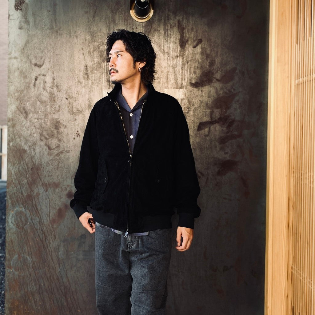 BARACUTA | G9 SUEDE LEATHER HARRINGTON JACKET #BLACK [25FW-WMO-BC01]
