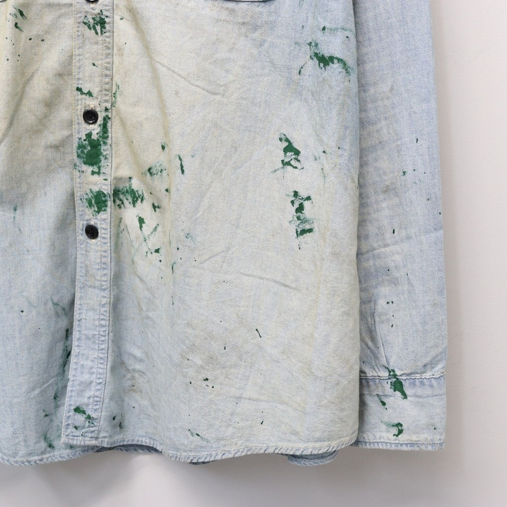 PAINT STAINED CHAMBRAY SHIRT, VENT HOLES #AGED INDIGO [BW252-PSCSV]