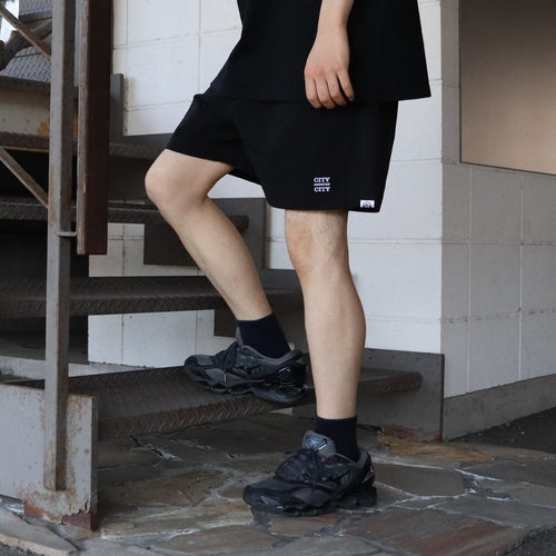 EMBROIDERD LOGO STRECH NYLON EASY SHORTS #BLACK [CCC-261P005]