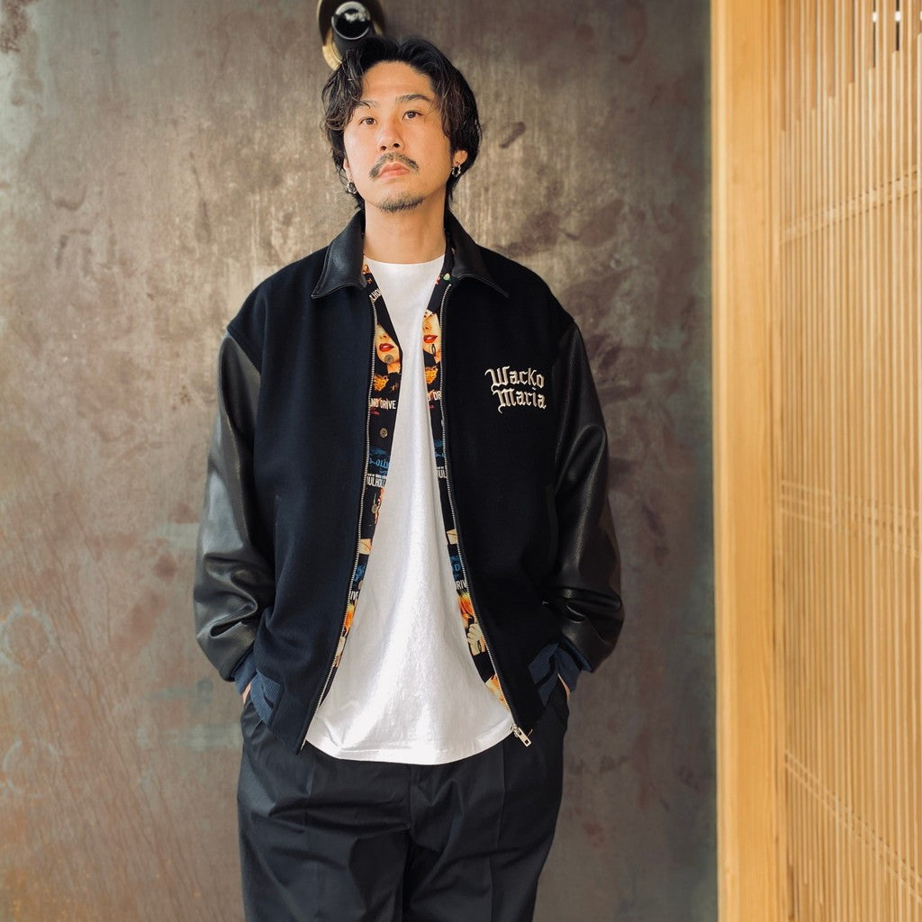 LEATHER VARSITY JACKET ( TYPE-1 ) #BLACK [26SS-WMO-BL05