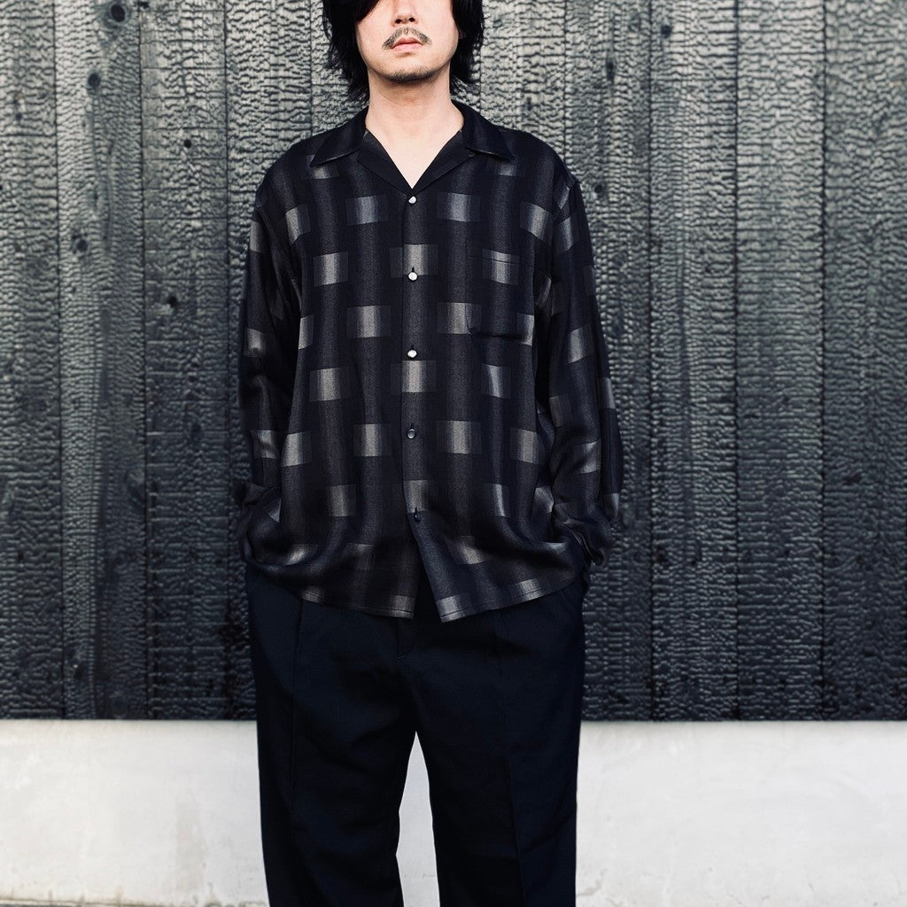 OMBRE CHECK OPEN COLLAR SHIRT L/S ( TYPE-2 ) #GRAY [26FW-WMS-OC02]