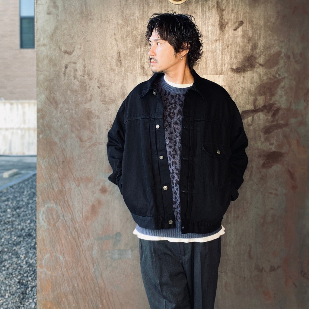 LEOPARD MOHAIR CREW NECK SWEATER #NAVY [25FW-WMK-KN07]