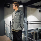 TECH SPORTS OPEN COLLAR SHIRT L/S #CHARCOAL [BE-82025]