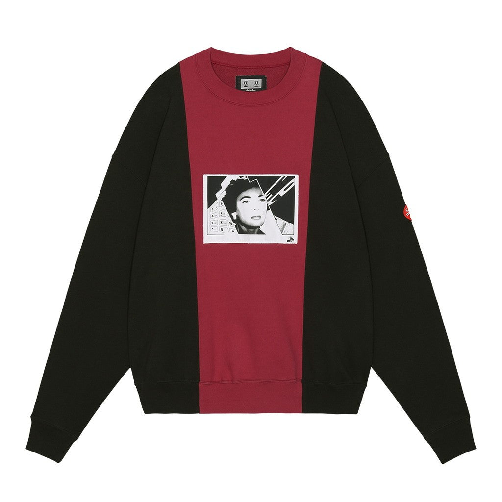 PANELED TWO TONE CREW NECK #RED [CES25CS13]