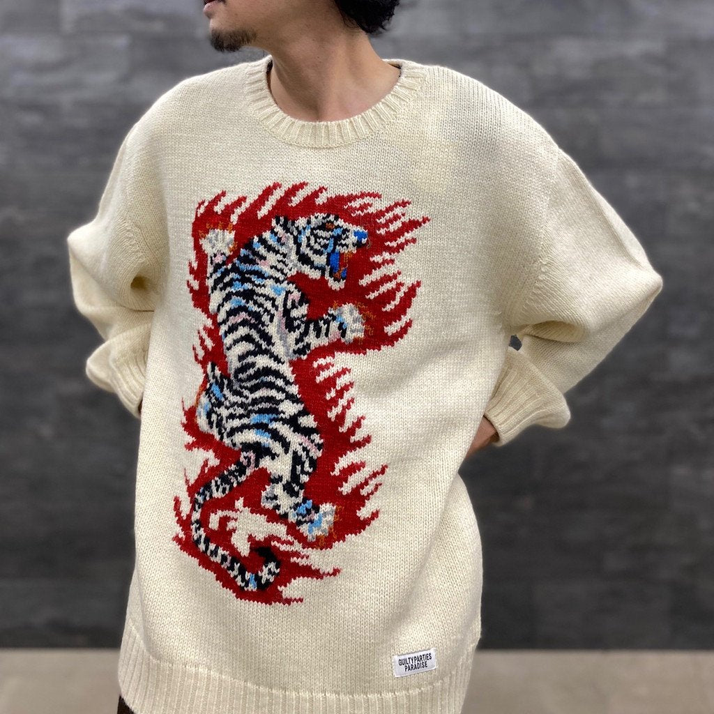 TIM LEHI | INTARSIA CREW NECK SWEATER #WHITE [22FW-WMK-KN22]