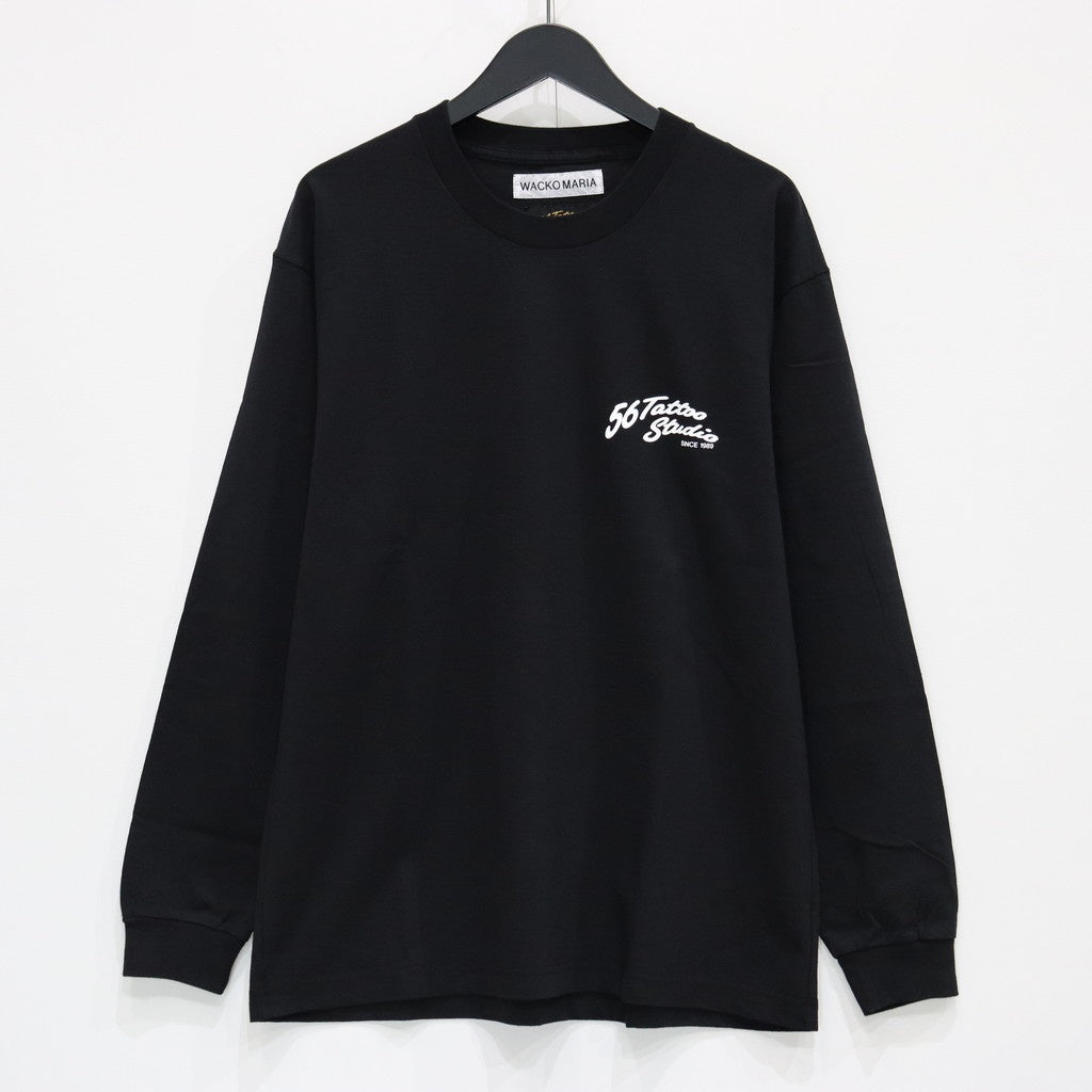 56 TATTOO STUDIO | WASHED HEAVY WEIGHT CREW NECK LONG SLEEVE T-SHIRT #BLACK [56TS-WM-LT03]