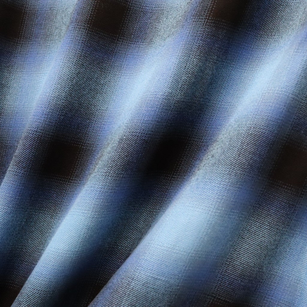 OMBRE CHECK OPEN COLLAR SHIRT L/S ( TYPE-5 ) #BLUE [26FW-WMS-OC08]