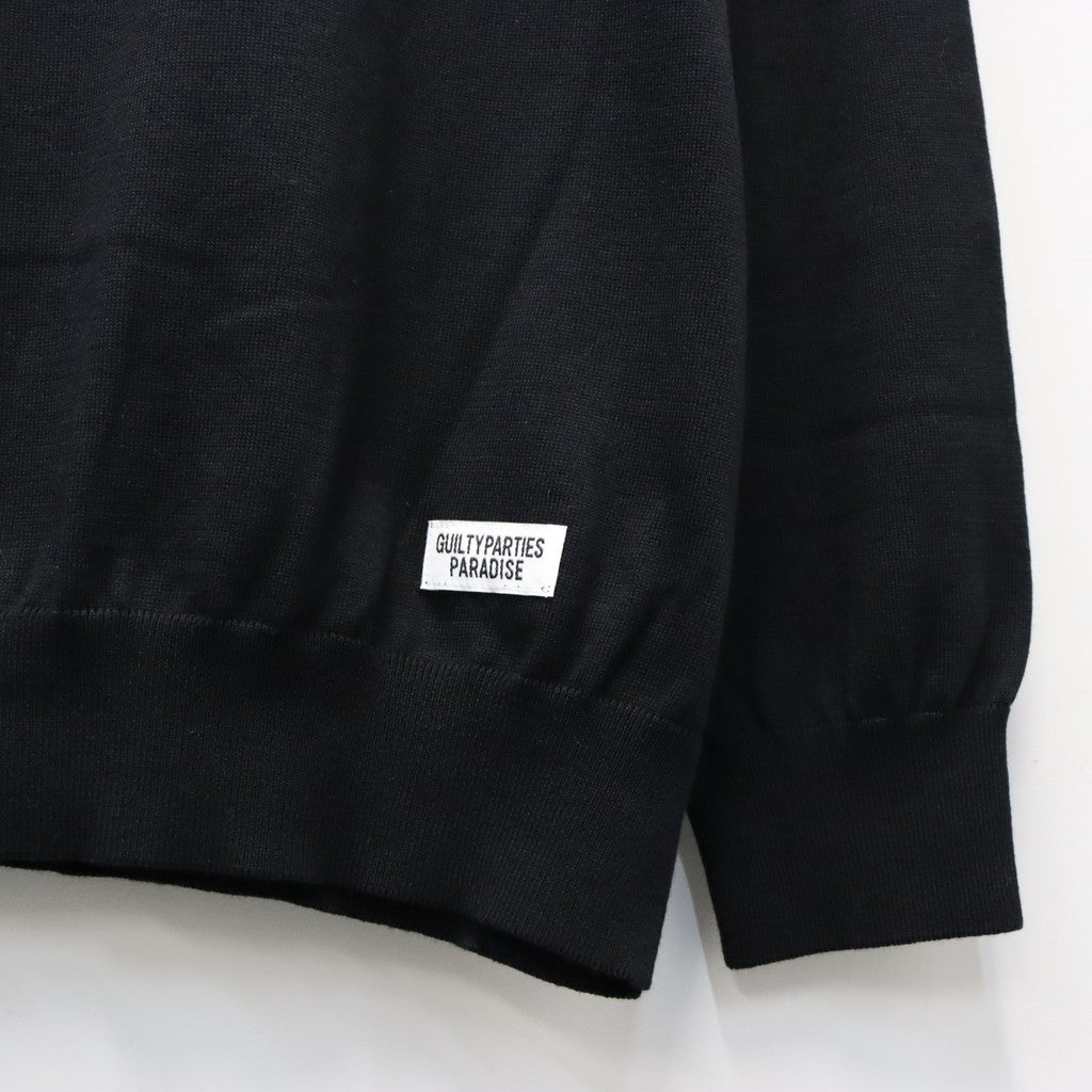 COTTON KNIT CREW NECK SWEATER ( TYPE-1 ) #BLACK [26FWE-WMK-KN01]