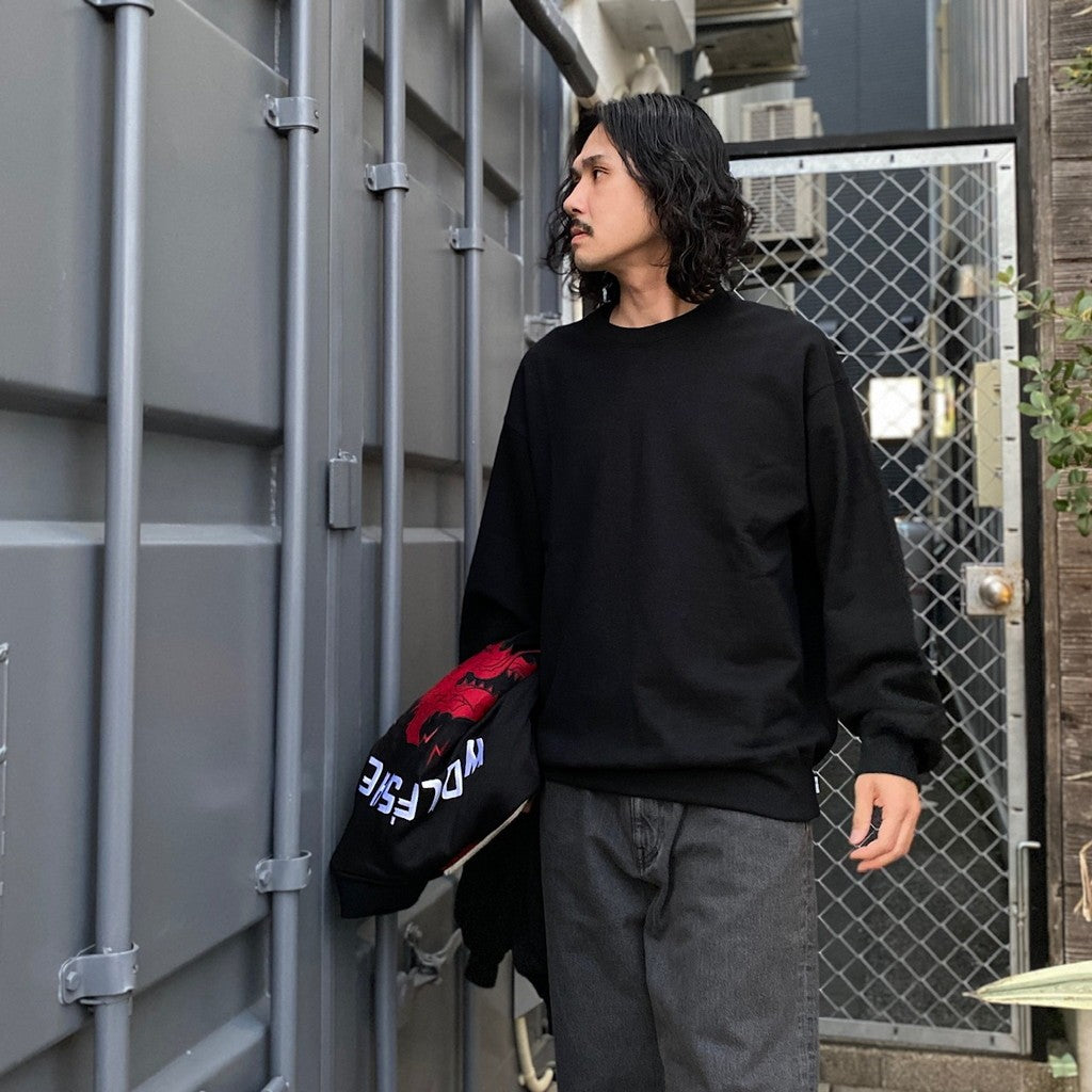 WOLF'S HEAD | HEAVY WEIGHT CREW NECK SWEAT SHIRT #BLACK [WOLFSHEAD-WM-SS01]