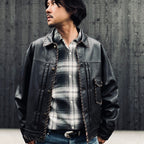 REMADE RAYON PLAID SHIRT AGED #D.GREEN×WHITE [BW261-RRPS]