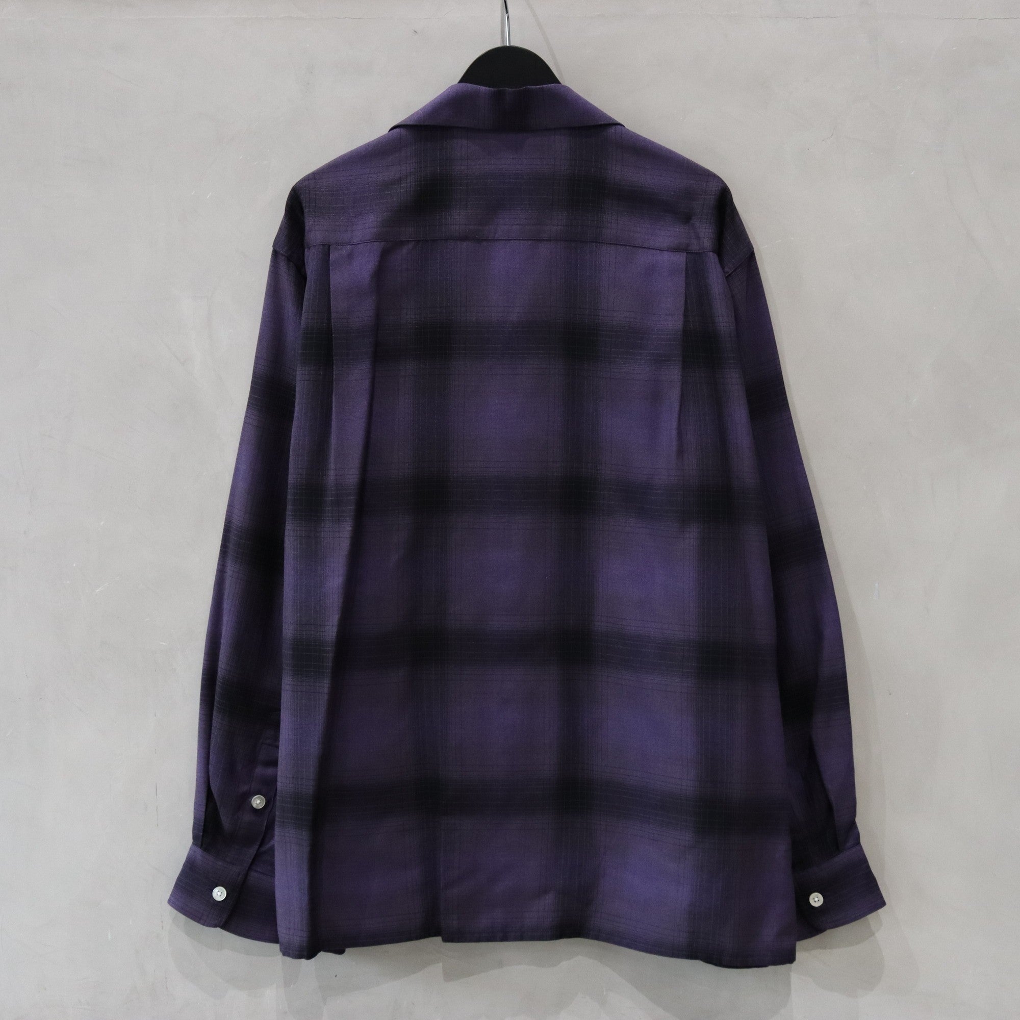 OMBRE CHECK OPEN COLLAR SHIRT L/S (TYPE-4) #PURPLE [24FW-WMS-OC04]