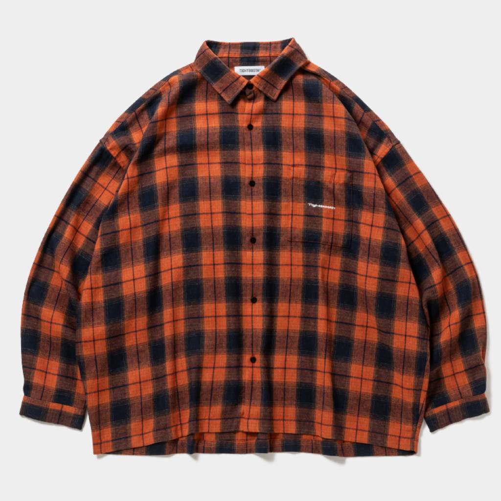 PLAID FLANNEL L/S SHIRT #Navy x Orange [FW26-S02]