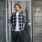 漸層格紋開領襯衫 短袖（TYPE-2）#灰色 [25SS-WMS-OC03]