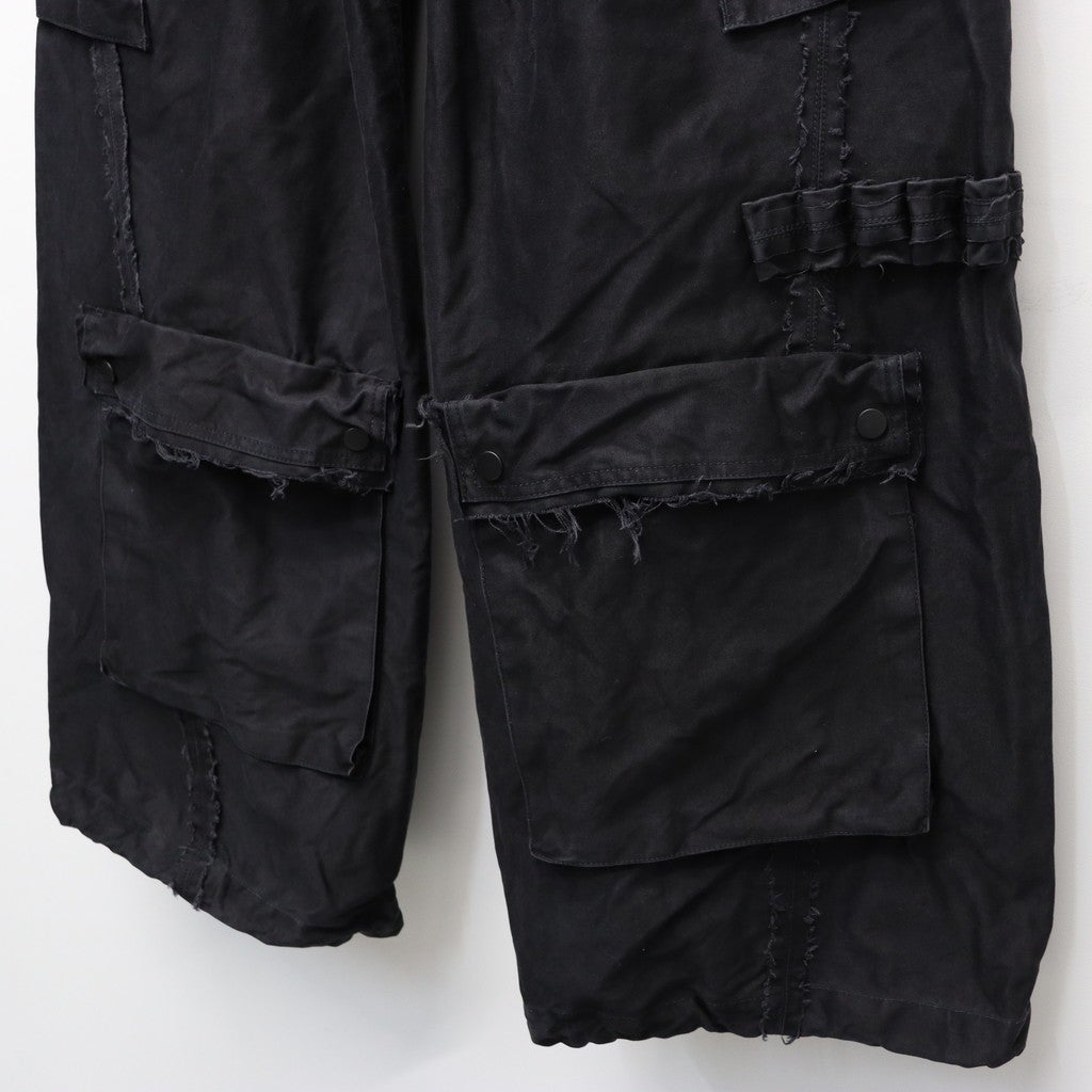 Slash Seam Twist Cargo Pants (PIGMENT DYED MOLESKIN) #BLACK [M-P2-PT13]