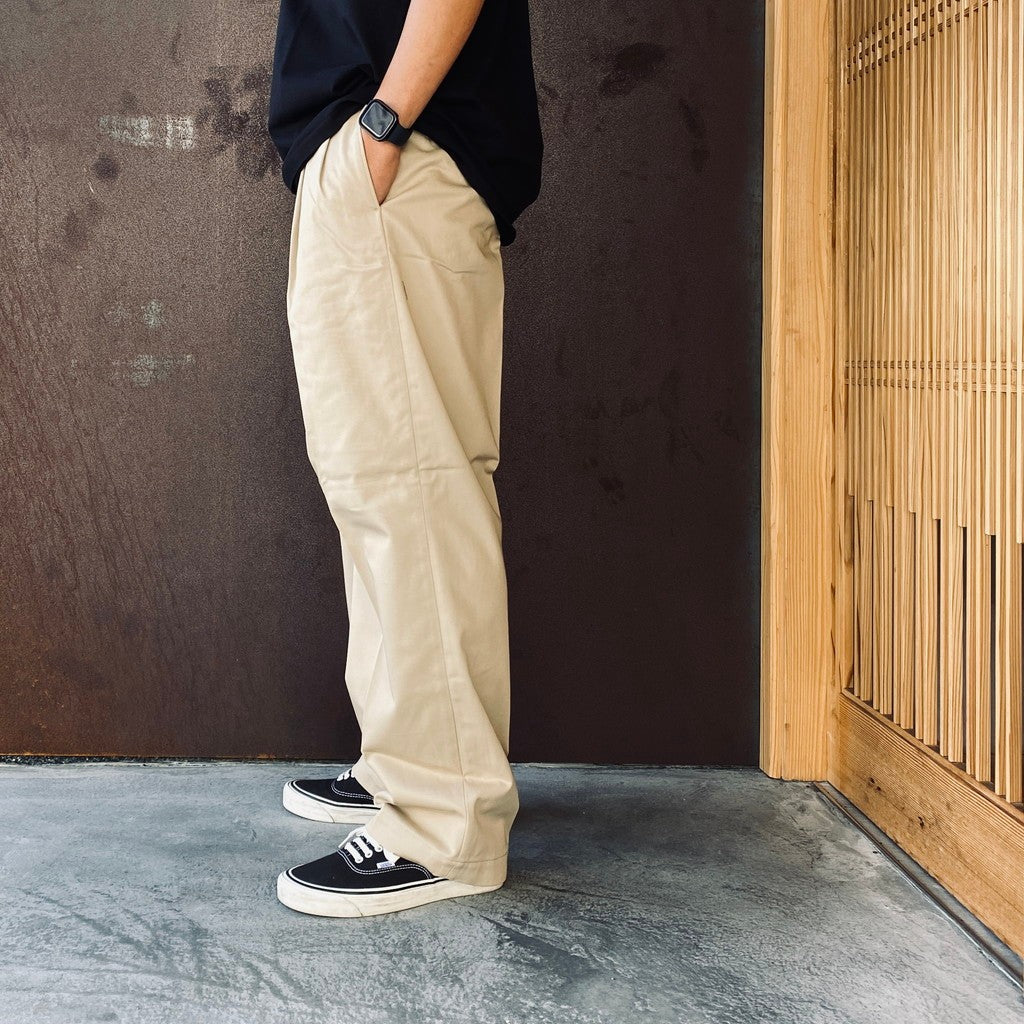 DOUBLE PLEATED CHINO TROUSERS ( TYPE-1 ) #L-BEIGE [26FWE-WMP-PT01]