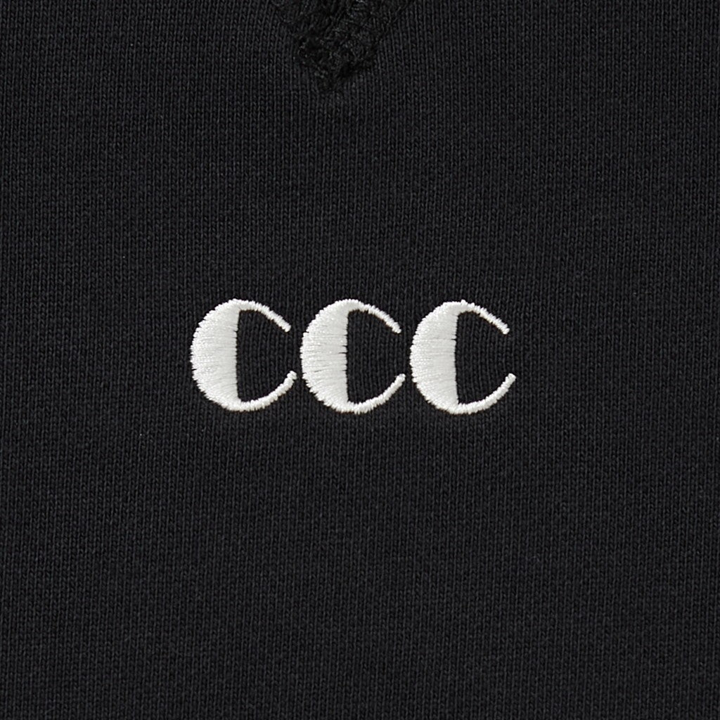Embroidered Logo Switching Cotton Sweatshirt #BLACK [CCC-241C001]