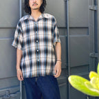 OMBRE CHECK OPEN COLLAR SHIRT S/S -TYPE 2- #BROWN [24SS-WMS-OC11]