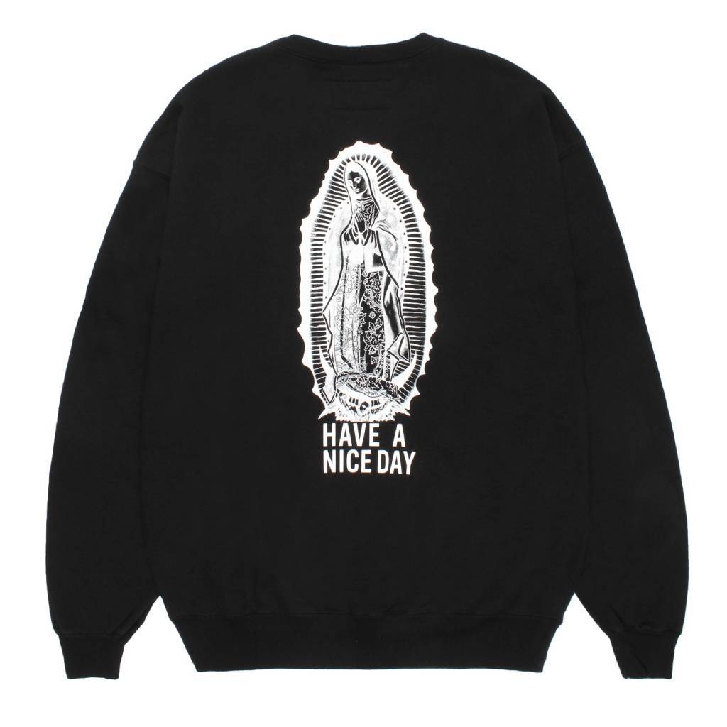 WASHED MIDDLE WEIGHT CREW NECK SWEAT SHIRT ( TYPE-2 ) #BLACK/WHITE [26FWE-WMC-SS04]