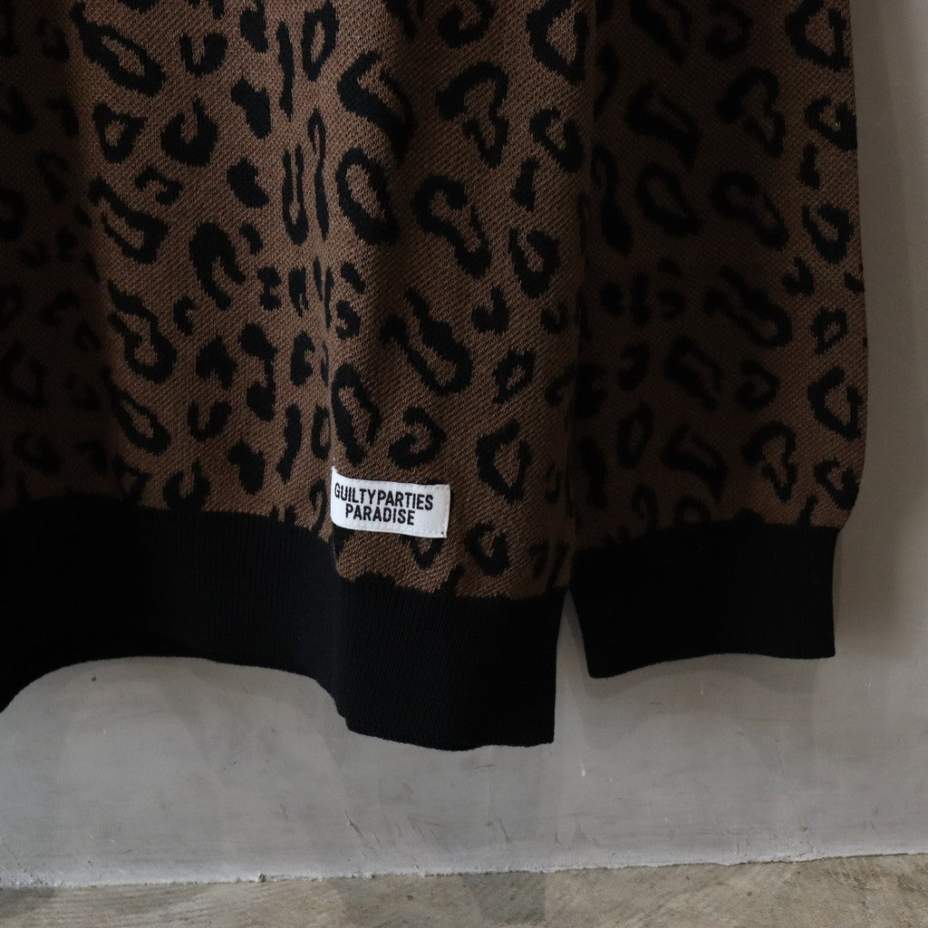 LEOPARD KNIT POLO SHIRT #BROWN [24FW-WMK-KN13]