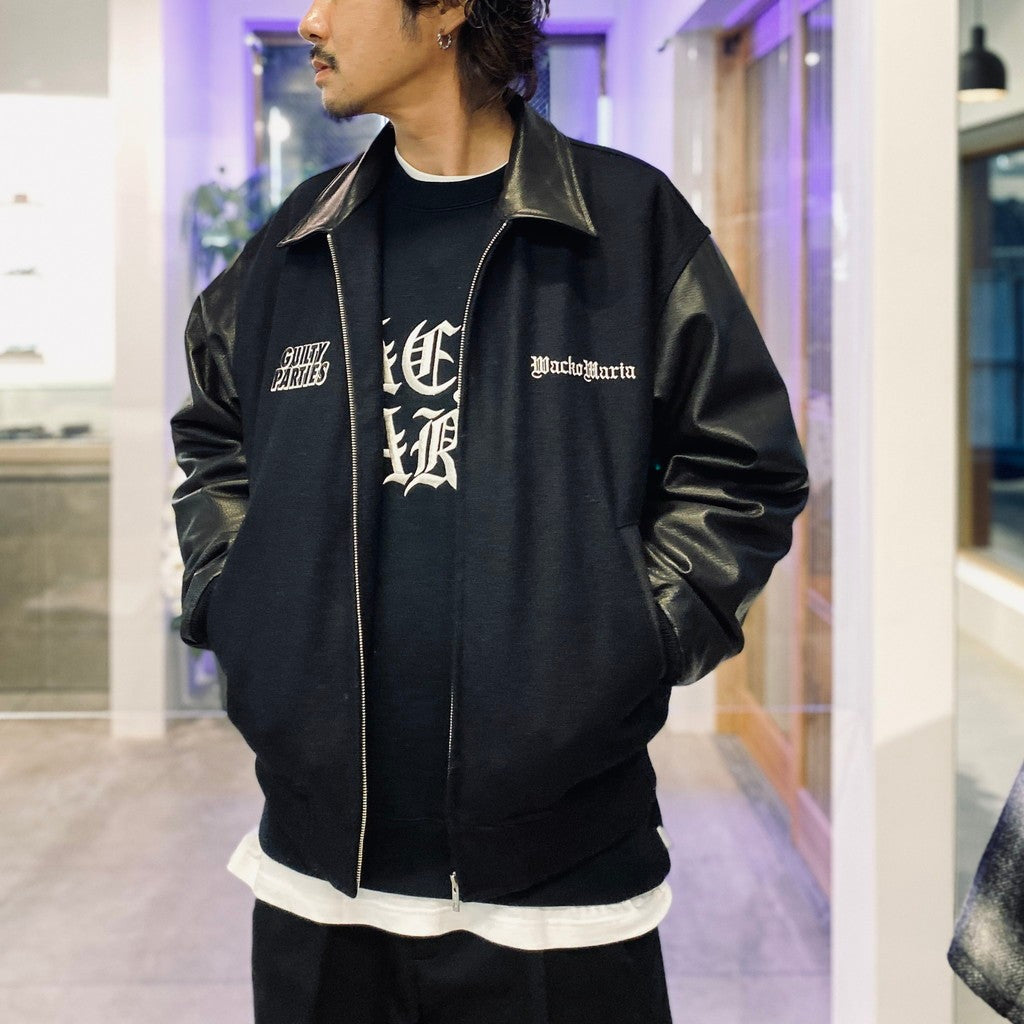 LEATHER VARSITY JACKET ( TYPE-1 ) #BLACK [25FW-WMO-BL12