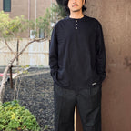 HEALTHKNIT | HENRY NECK LONG SLEEVE T-SHIRT #BLACK [26FW-WMT-HK01]