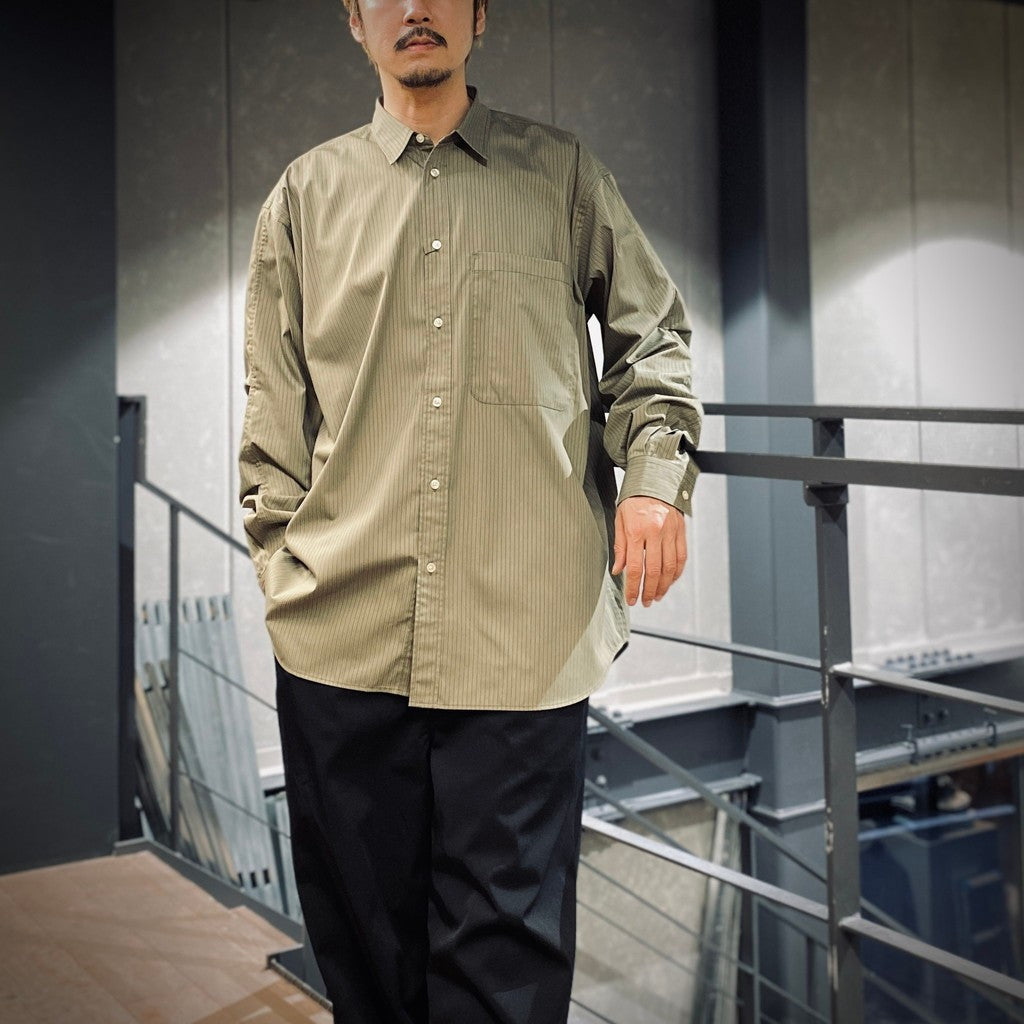 TECH REGULAR STRIPE SHIRT L/S #WOLF GRAY [BE-81025]