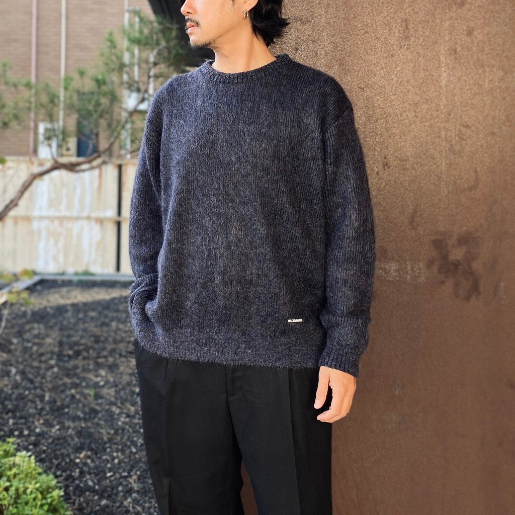 MIX MOHAIR CREW NECK SWEATER #PURPLE [26FW-WMK-KN03]