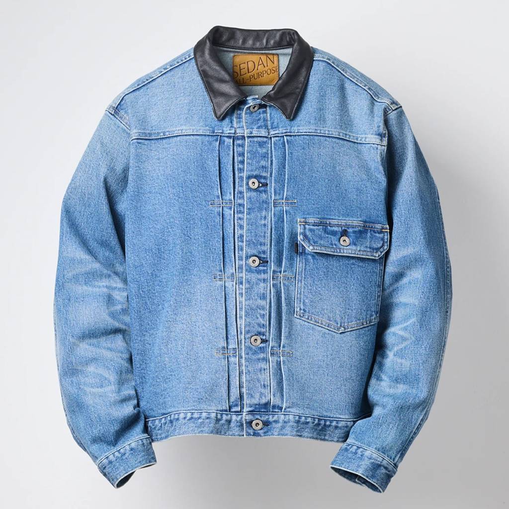 Leather Collar Denim Jacket #Indigo [SD26F-JK01]